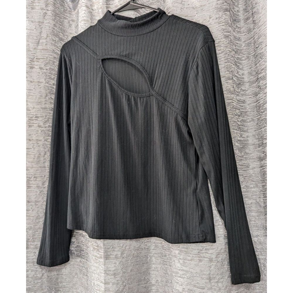 Faded Rose Black Mock Neck Long Sleeve Women's‎ XL